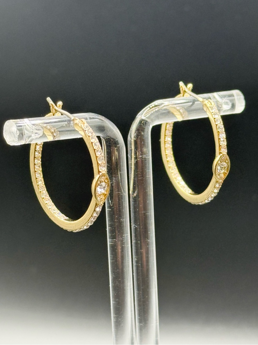 Givenchy Gold-Tone Marquise Inside Out Crystal Hoop Earrings